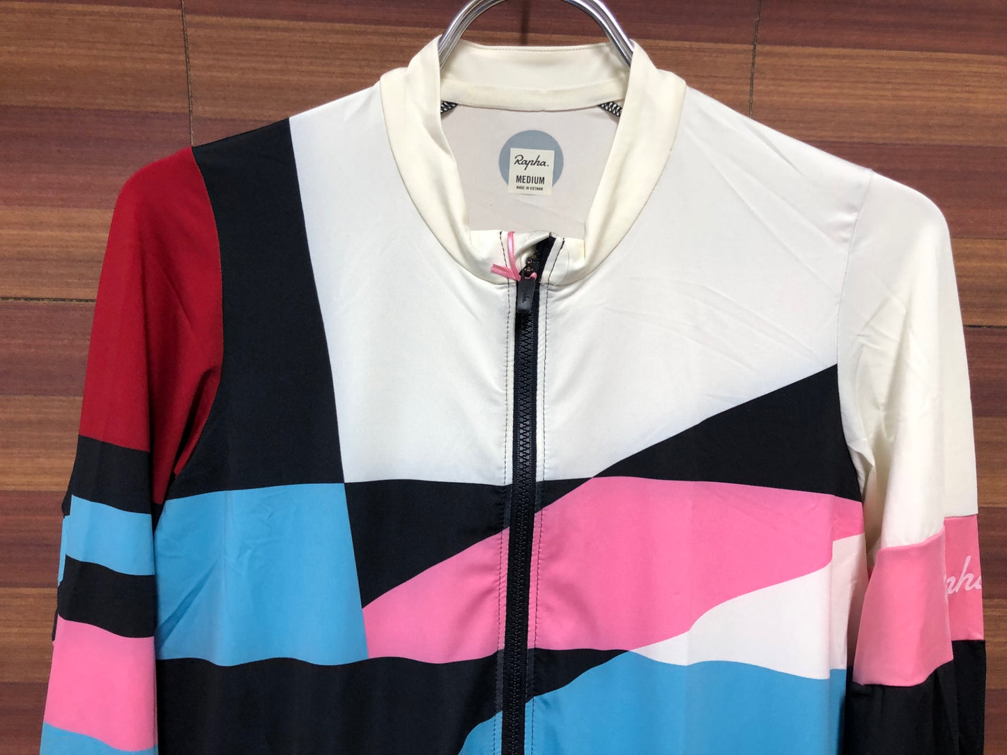 IO699 ラファ Rapha CROSS PRO TEAM LONG SLEEVE TRAINING JERSEY MENS 長袖 サイクルジャージ  ベージュ 紺 総柄 M