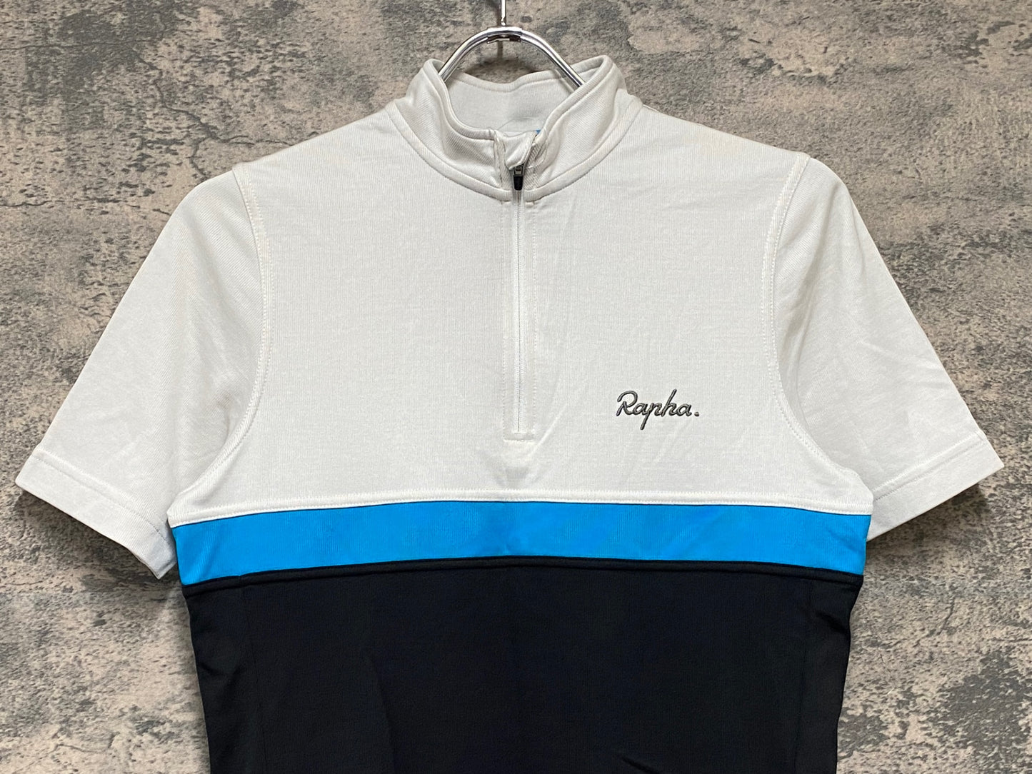 JC805 ラファ Rapha CLUB JERSEY 半袖 サイクルジャージ ハーフジップ 白 黒 M TEAM sky