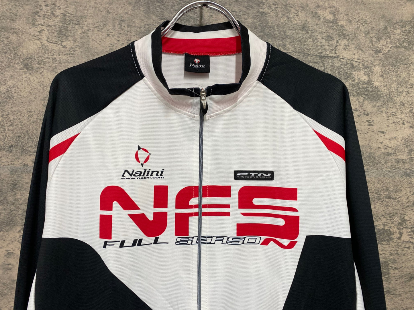JB218 ナリーニ Nalini 長袖 サイクルジャージ 白 赤 L ※シミ