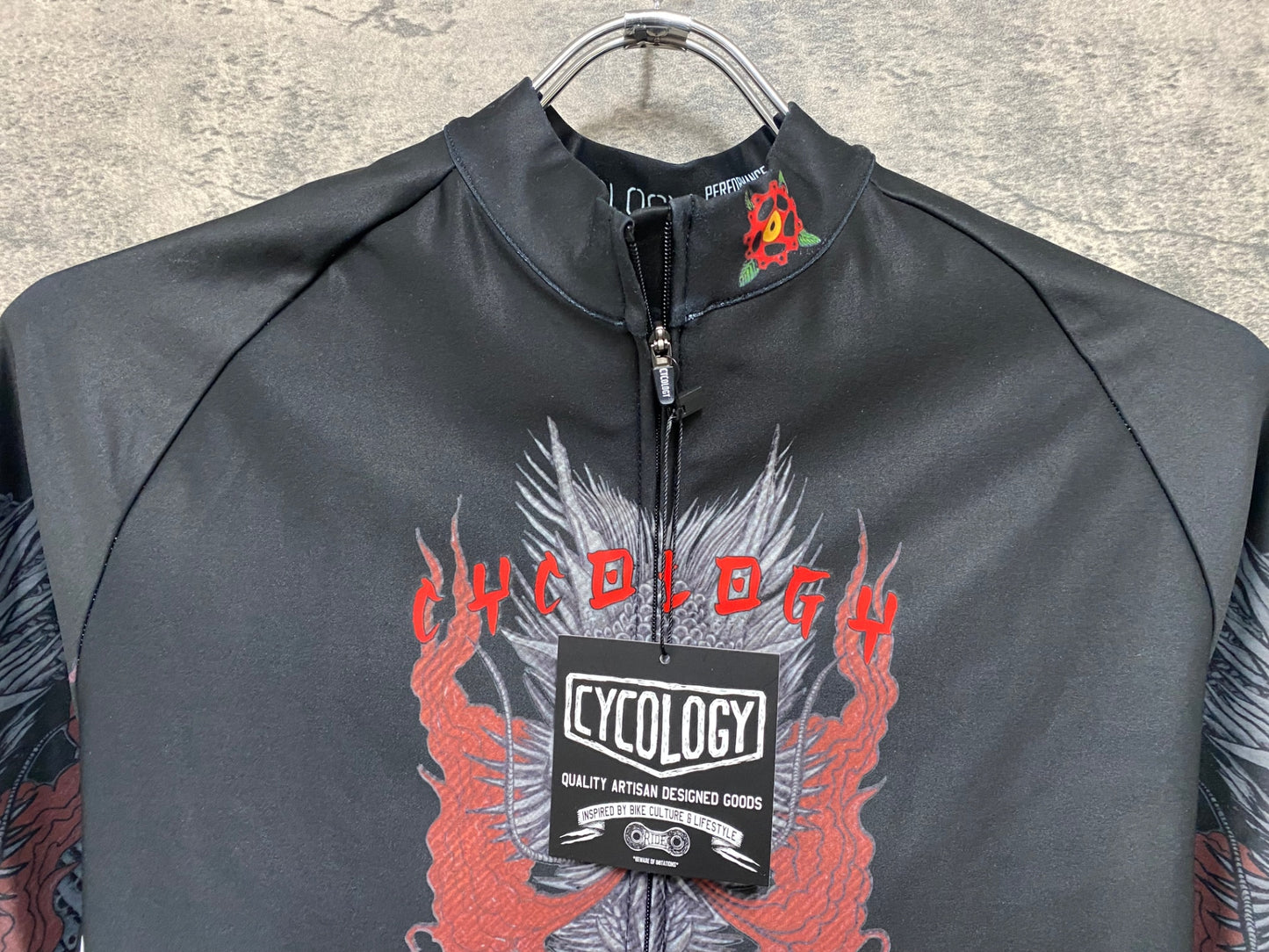 JC855 サイコロジー CYCOLOGY 長袖 サイクルジャージ 黒 ドクロ S