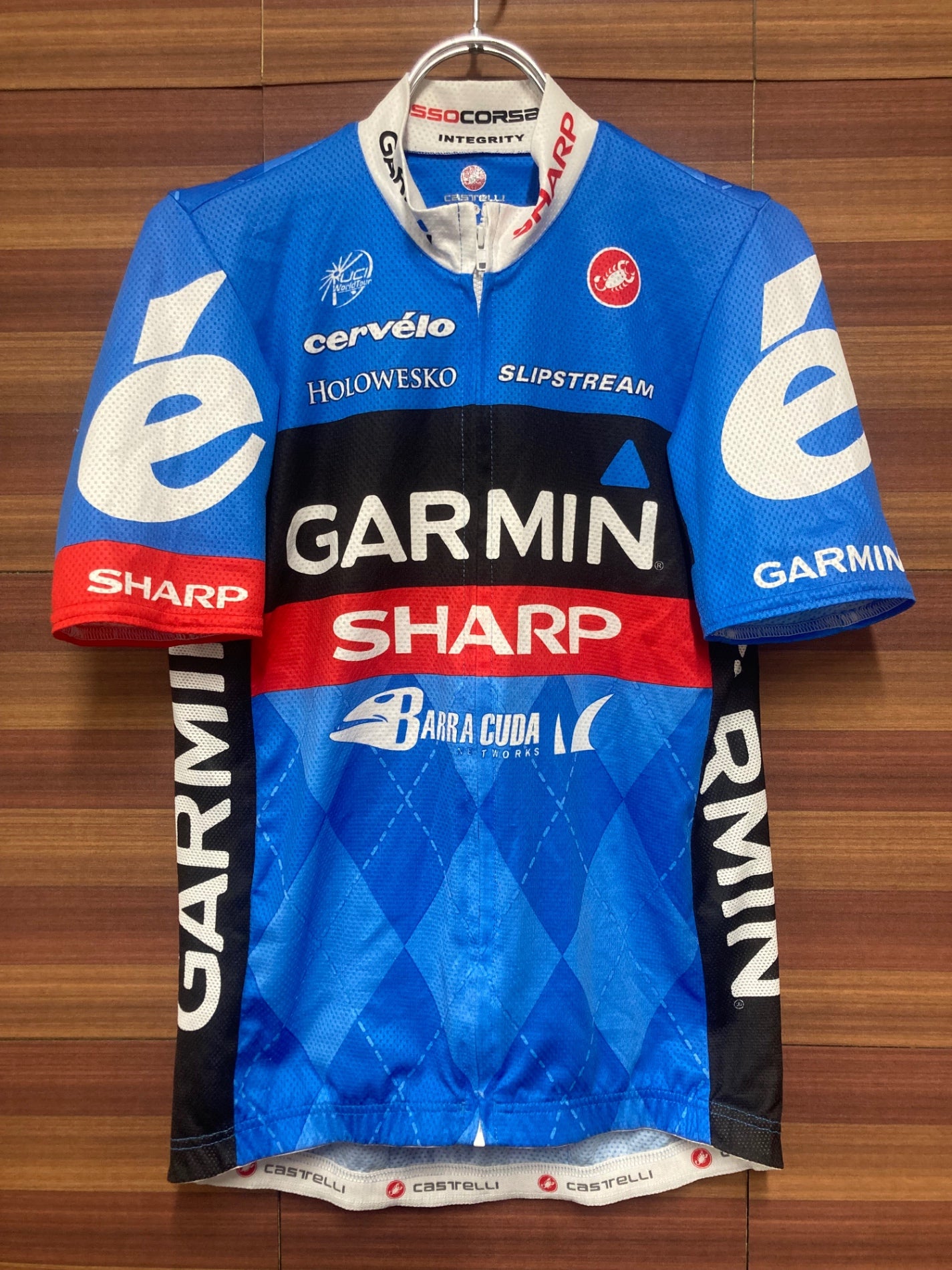 IN740 カステリ CASTELLI ロッソコルサ ROSSO CORSA 半袖 サイクルジャージ 青 M ガーミン・シャープ