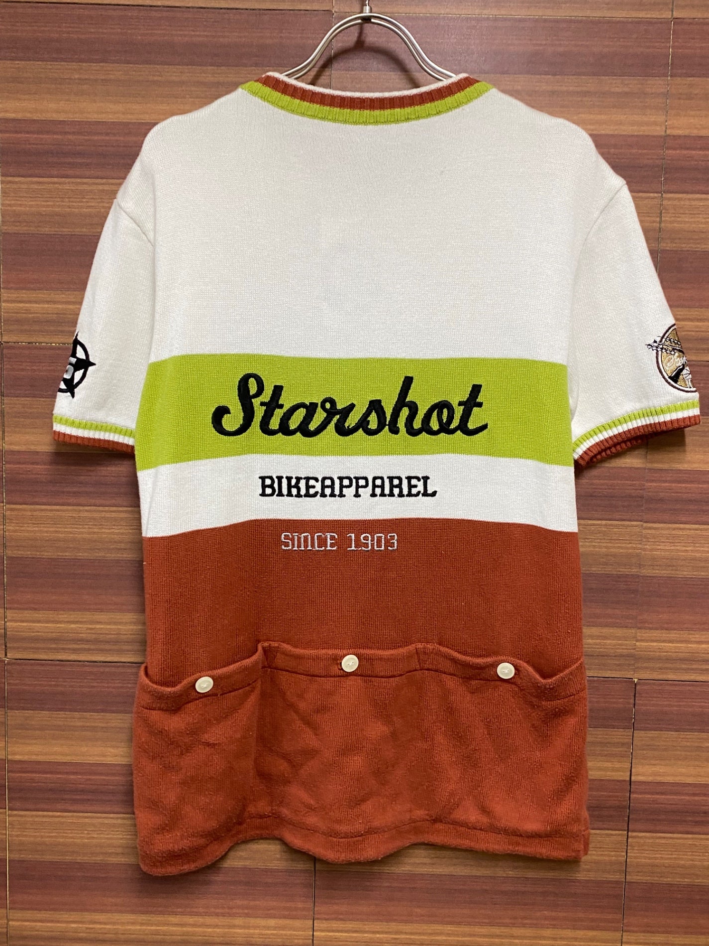 IJ860 starshot fashion 半袖 サイクルジャージ 白茶 S