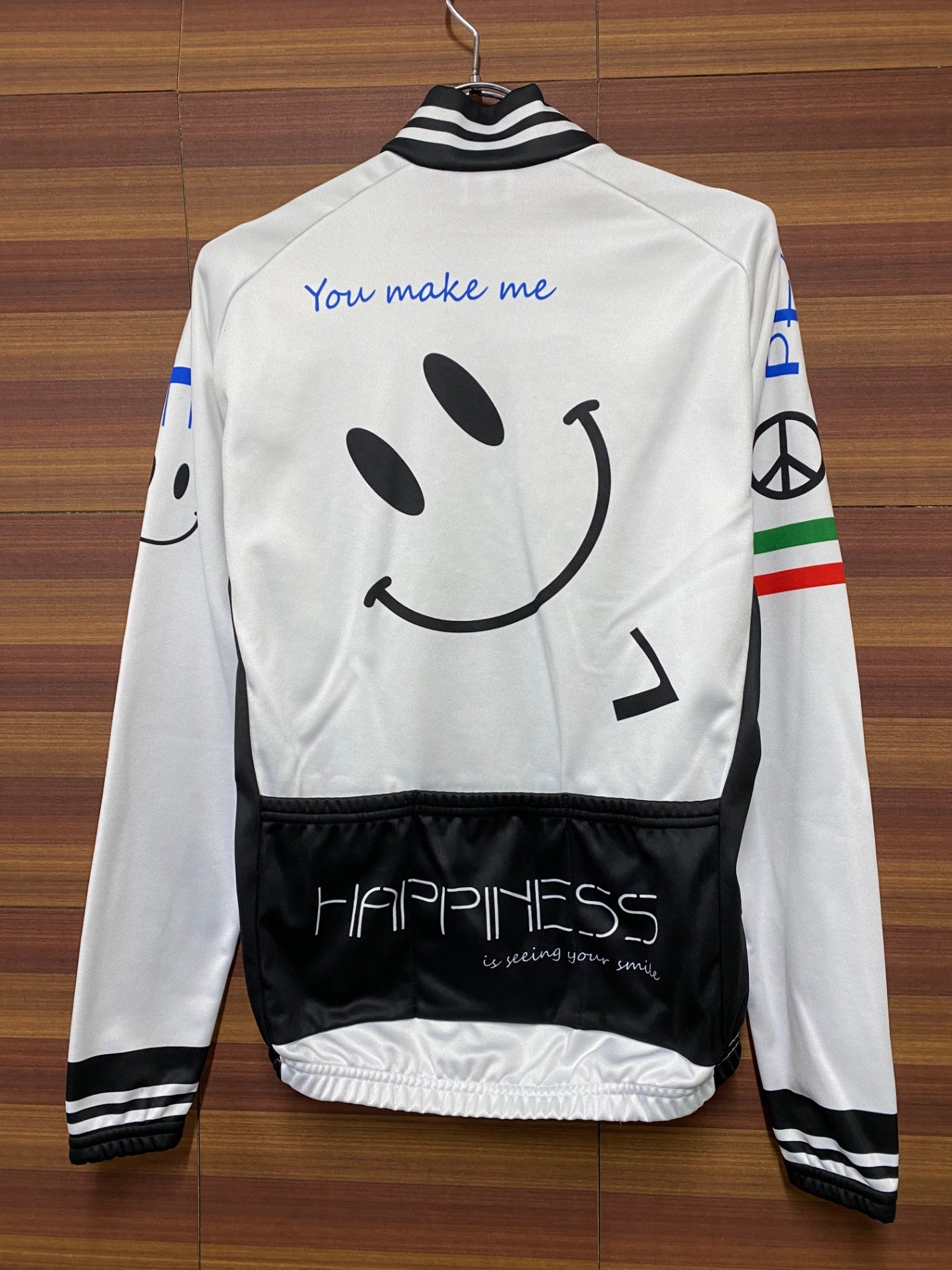 IN536 ジェッセージ GSG 長袖 サイクルジャージ 白 S 裏起毛 ※汚れ