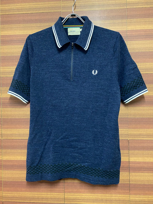 IA133 フレッドペリー FREDPERRY BRADLEY WIGGINS コラボ サイクリングポロシャツ 紺 M