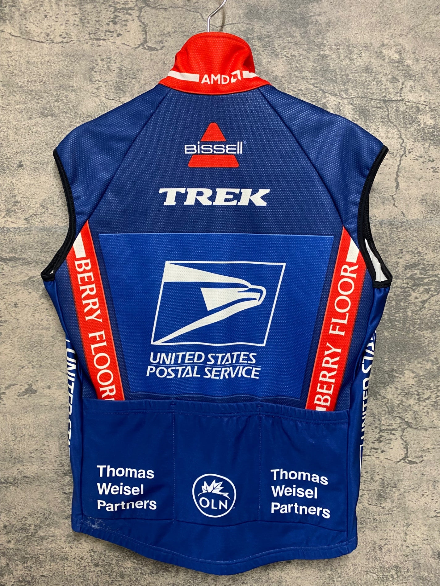 JC346 ナイキ NIKE トレック TREK UNITED STATES POSTAL SERVICE サイクルベスト ジレ 紺赤 S 裏起毛