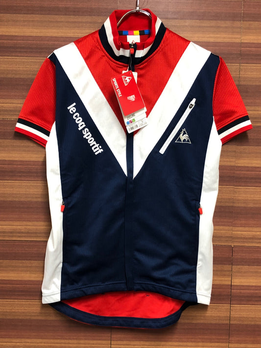 ID333 ルコックスポルティフ le coq sportif Douce mode レースジャージ 半袖サイクルジャージ 白赤青 ほつれあり