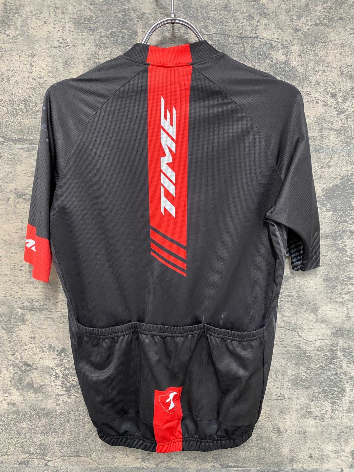 IW571 タイム TIME 半袖 サイクルジャージ 黒赤 S