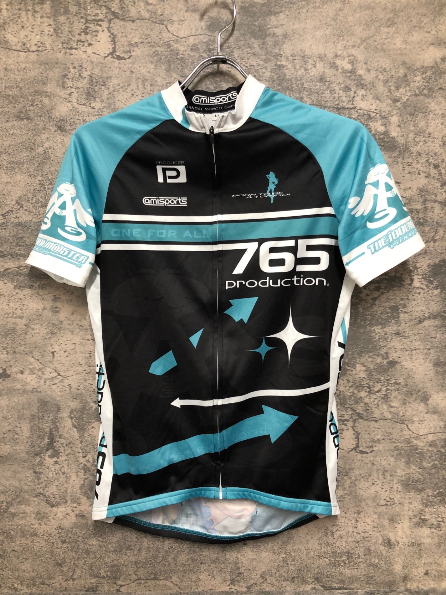 IZ760 アミスポーツ amisports 半袖 サイクルジャージ 水 白 L 痛ジャージ アイドルマスター 765 production 我那覇響 ※汚れ
