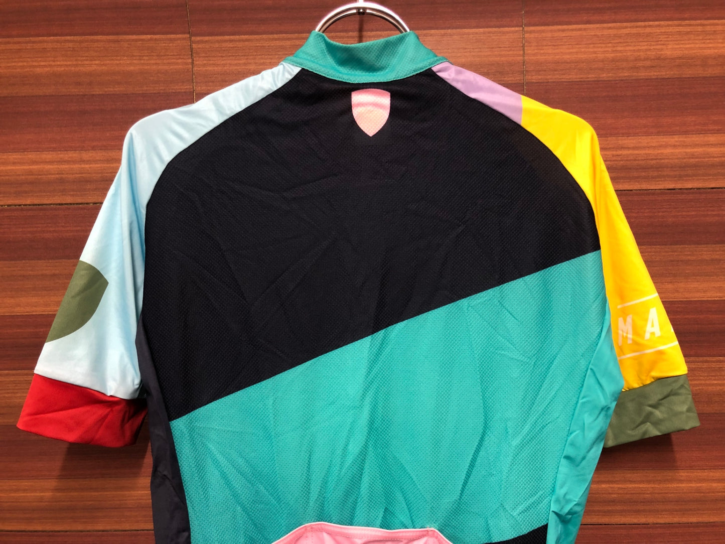 IO695 マープ MAAP 半袖 サイクルジャージ 水色 紺 総柄 S