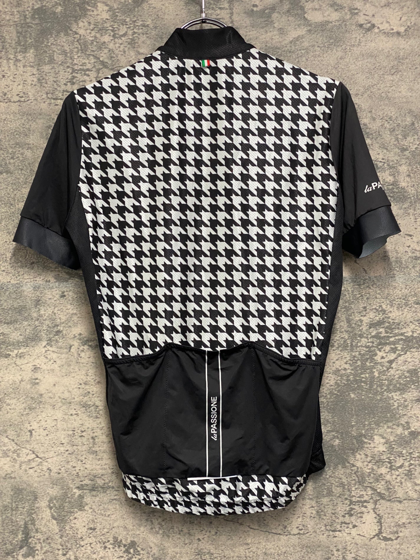 JB578 ラパッション la PASSIONE 半袖 サイクルジャージ 黒 白 XS 千鳥格子