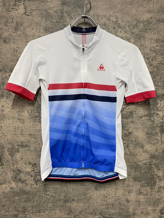 IY720 ルコックスポルティフ le coq sportif 半袖 サイクルジャージ 白 青 L