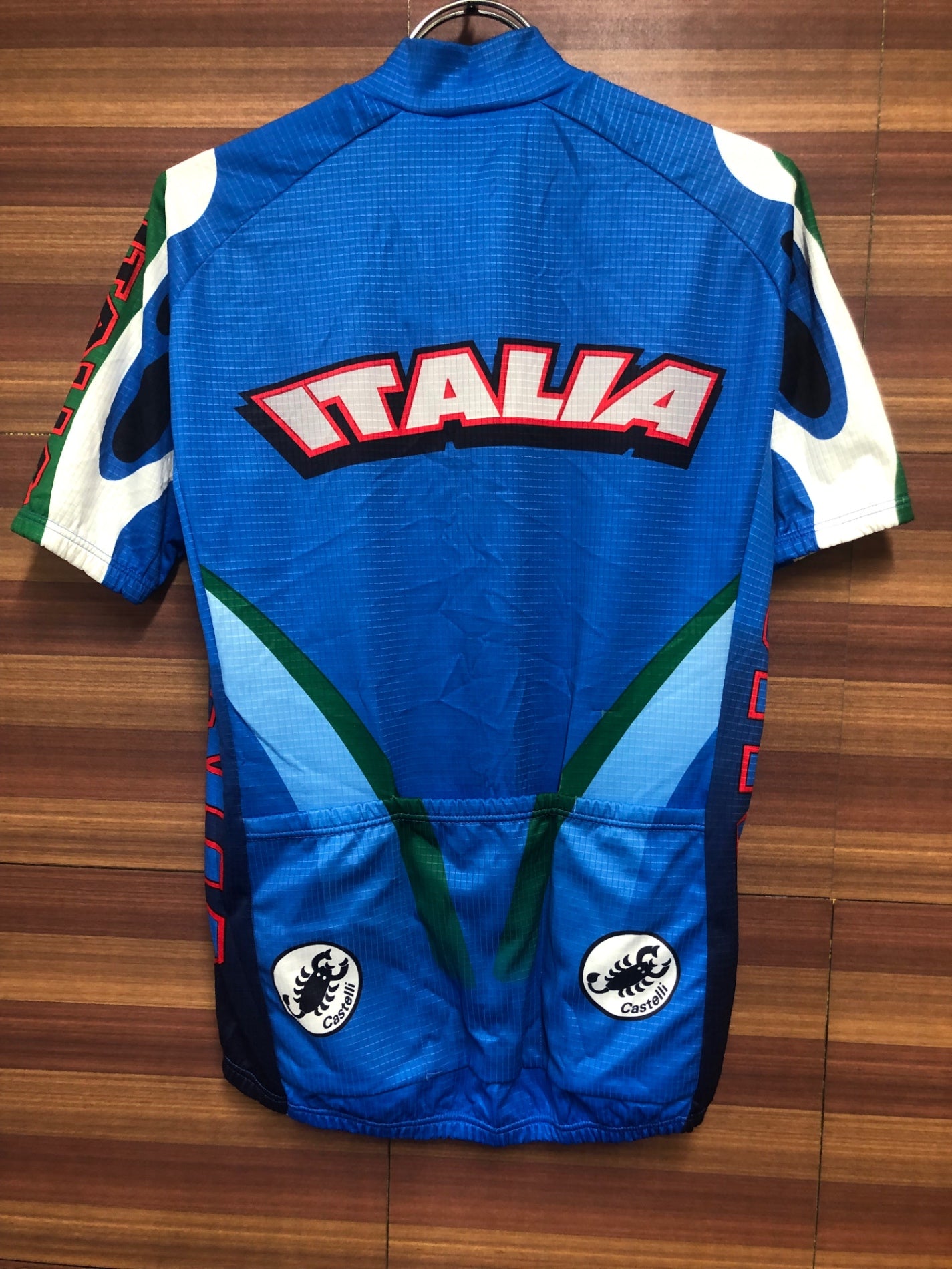 IF390 カステリ castelli 半袖サイクルジャージ ITALIA 青 M ビンテージ