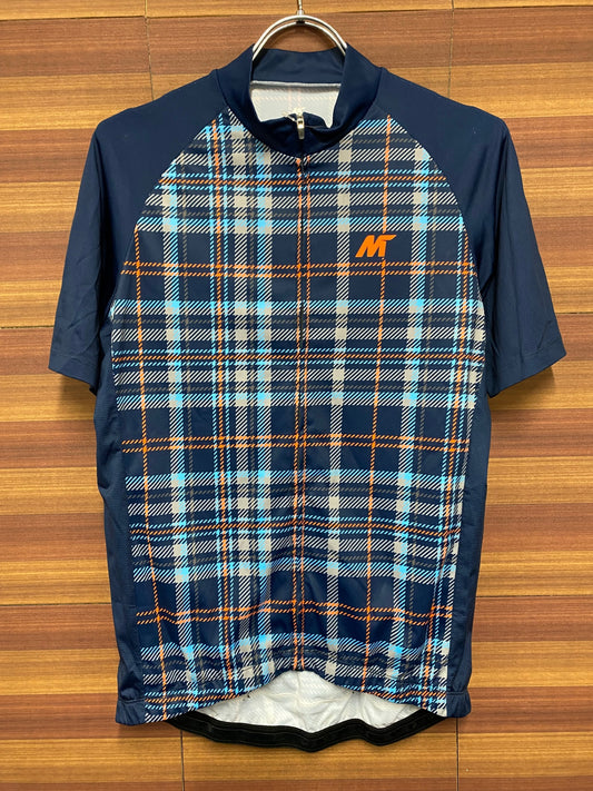 IN341 MYSENLAN 半袖 サイクルジャージ チェック 青 M