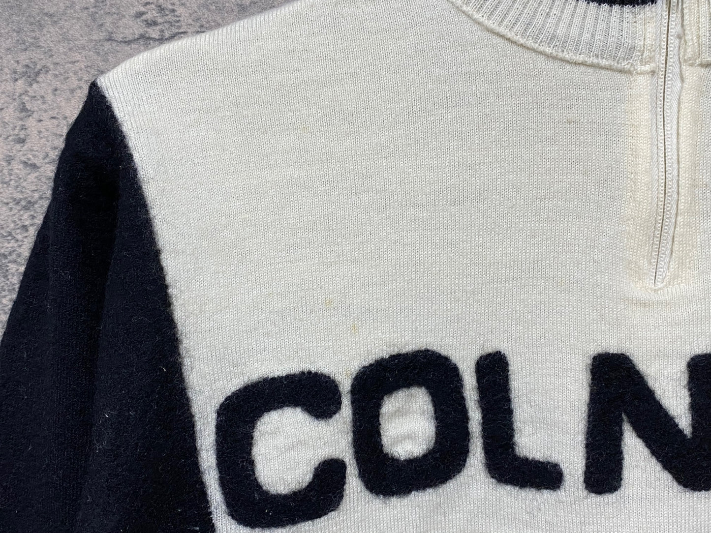 JA365 コルナゴ COLNAGO 長袖サイクルジャージ 2 白黒 毛玉あり ヴィンテージ