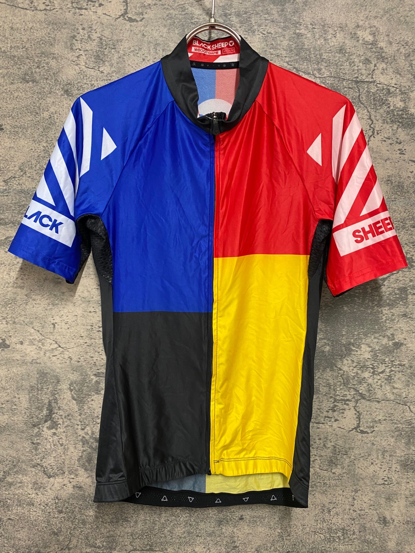 JD373 ブラックシープ BLACK SHEEP WEGOTGAME 半袖 サイクルジャージ 赤 青 黄 M