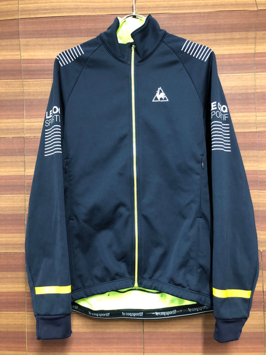 IO077 ルコックスポルティフ le coq sportif 長袖 サイクルジャケット 紺 黄 L 裏起毛