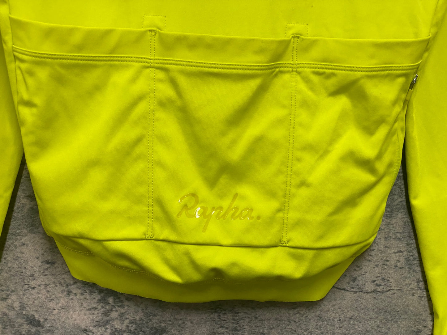 IV512 ラファ Rapha MEN'S LONG SLEEVE CORE JERSEY 長袖 サイクルジャージ 黄 S 裏起毛 ※汚れ