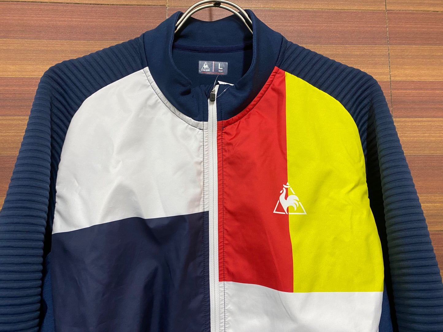 IK216 ルコックスポルティフ le coq sportif 長袖 サイクルジャケット 紺 黄 赤 L 裏起毛