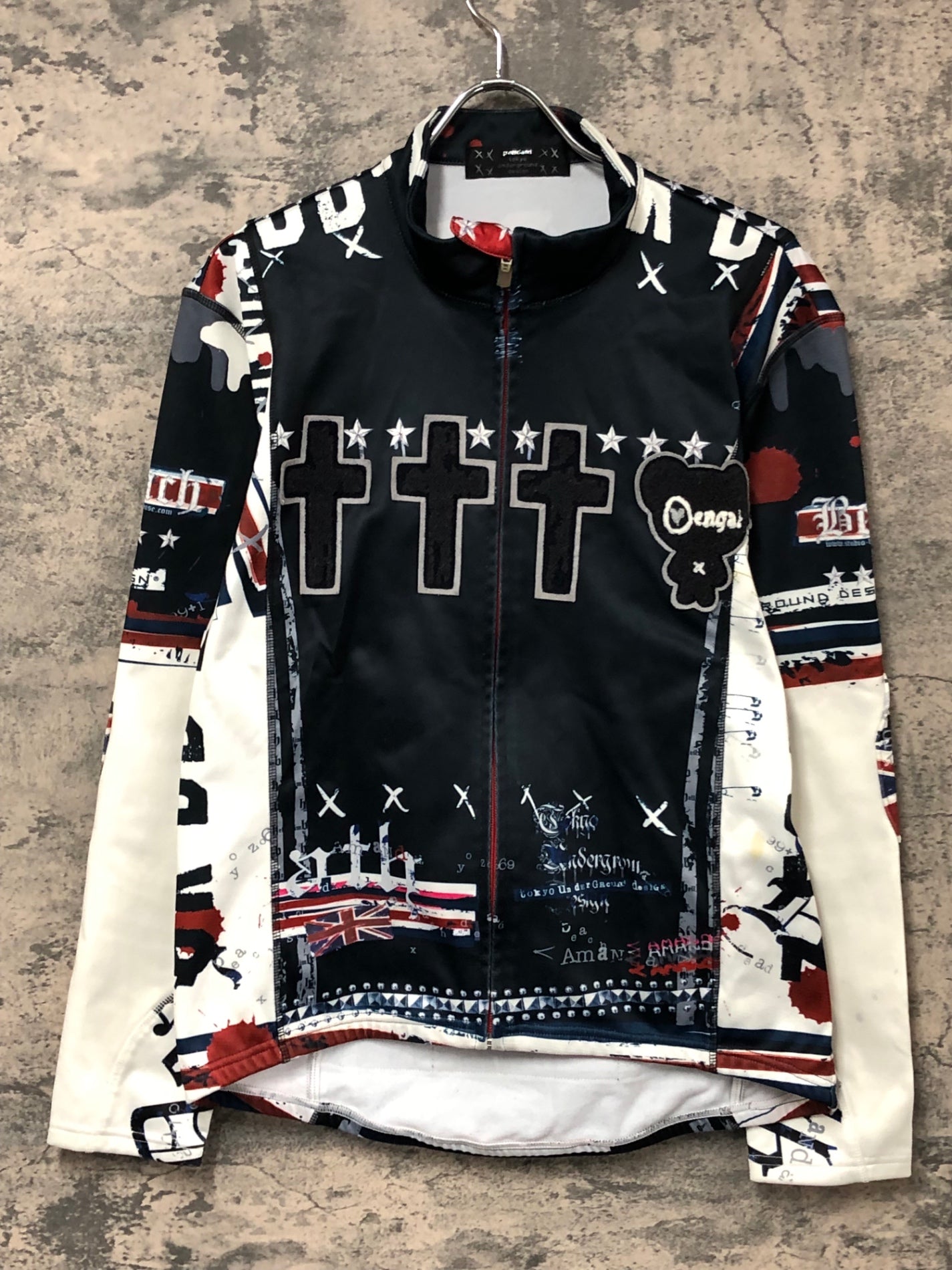 IY637 パンダーニ Pandani 長袖 サイクルジャケット 紺 白 L 裏起毛