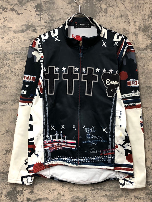 IY637 パンダーニ Pandani 長袖 サイクルジャケット 紺 白 L 裏起毛