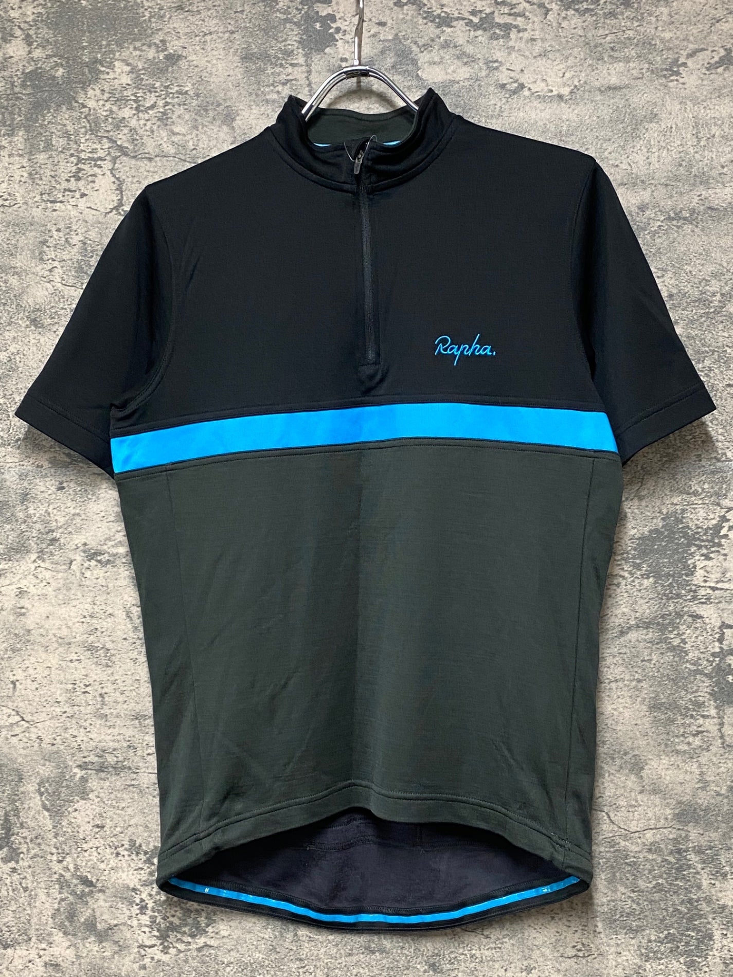 JC807 ラファ Rapha MEN'S CLUB JERSEY 半袖 サイクルジャージ ハーフジップ 黒 L TEAM sky