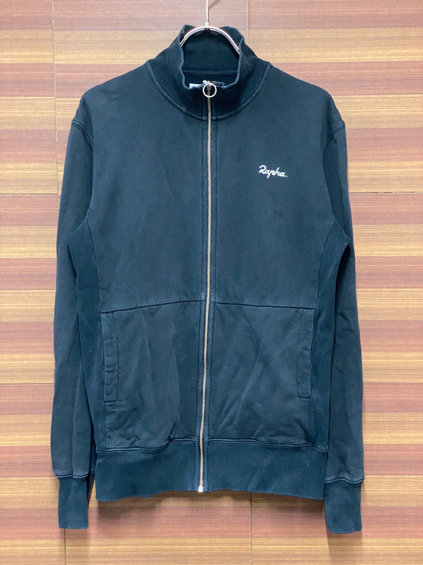 HU044 ラファ Rapha ロゴトラックジャケット LOGO TRACK JACKET 長袖 黒 XS ※スレ