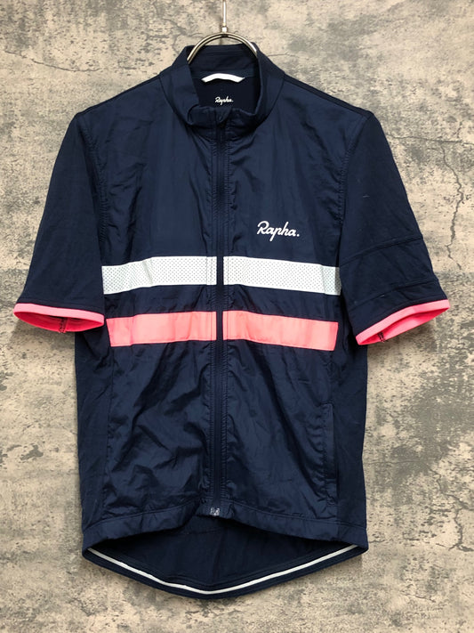 IX937 ラファ Rapha MEN'S WINDBLOCK BREVET JERSEY 半袖サイクルジャージ 紺 S