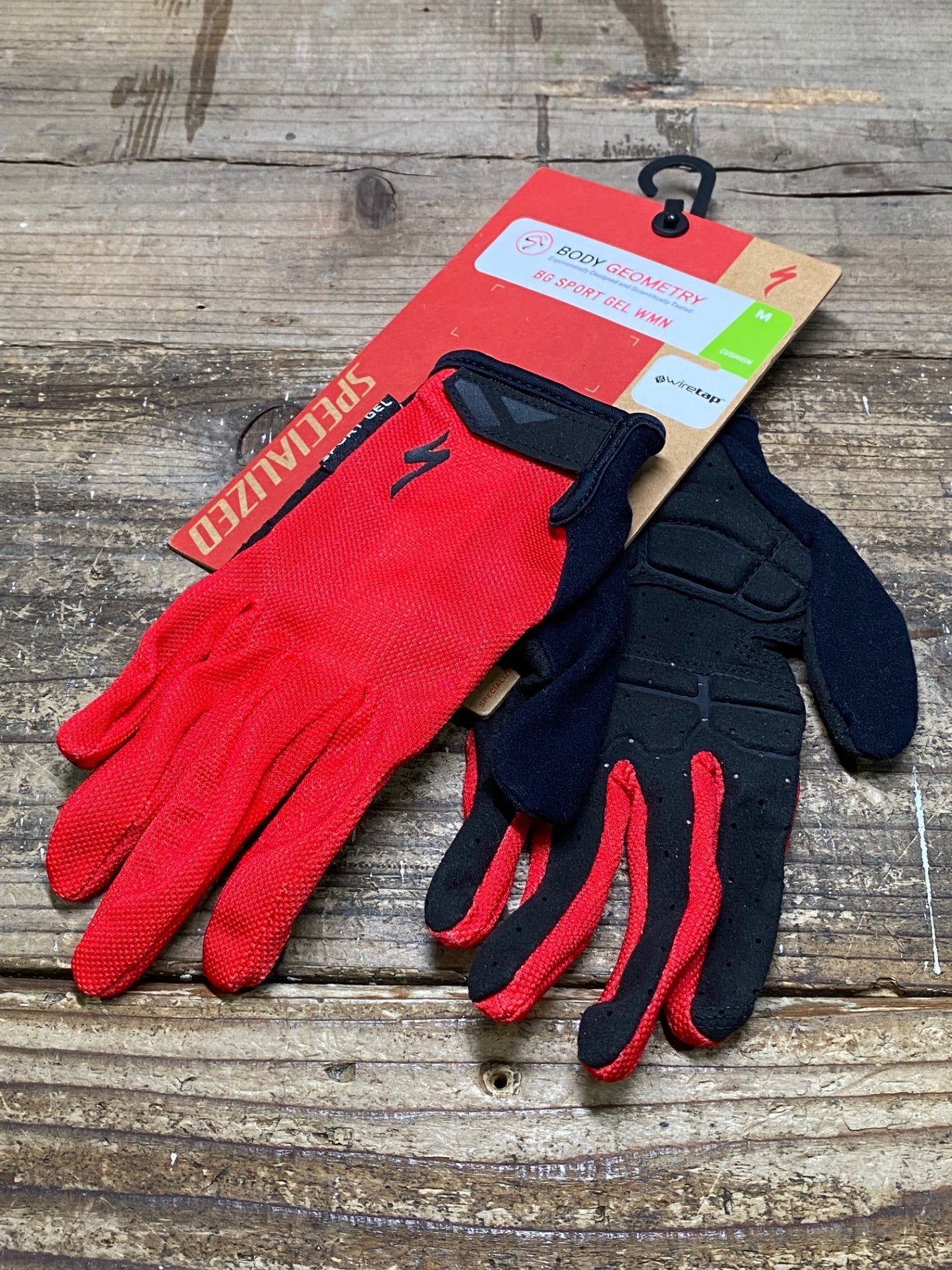 HI262 スペシャライズド SPECIALIZED BG SPORT GEL WMN 長指 サイクル グローブ 赤 M