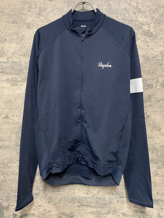 JB038 ラファ Rapha CORE LONG SLEEVE JERSEY 長袖 サイクルジャージ 紺 L 裏起毛