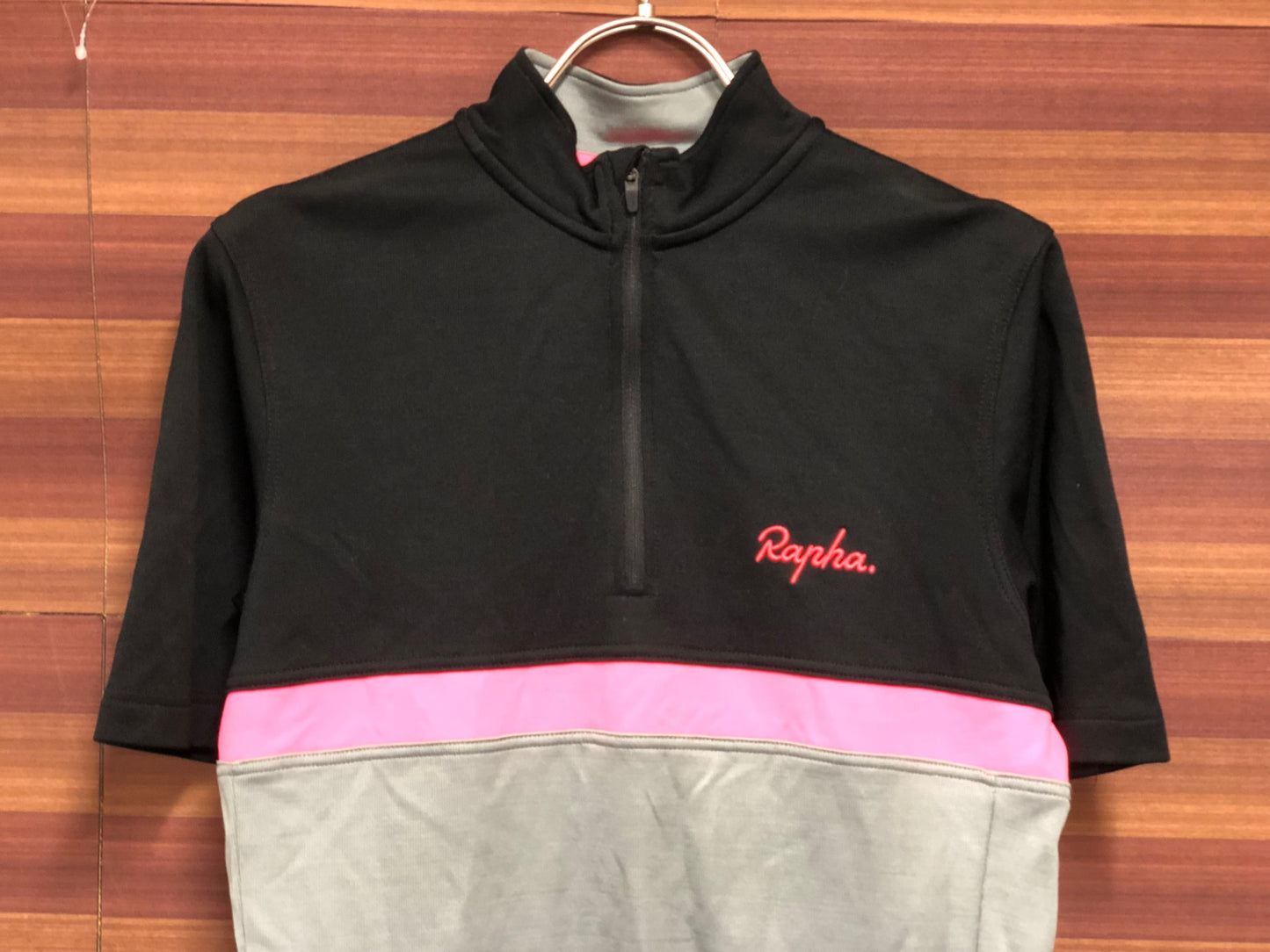 IO652 ラファ Rapha CLUB ハーフジップ 半袖 サイクルジャージ M ブラック グレー