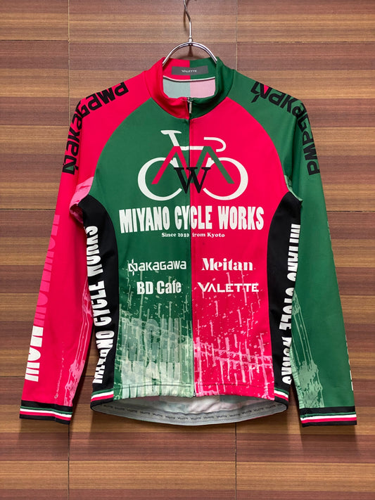 IK093 ヴァレット VALETTE 長袖 サイクルジャージ 緑 ピンク M MIYANO CYCLE WORKS