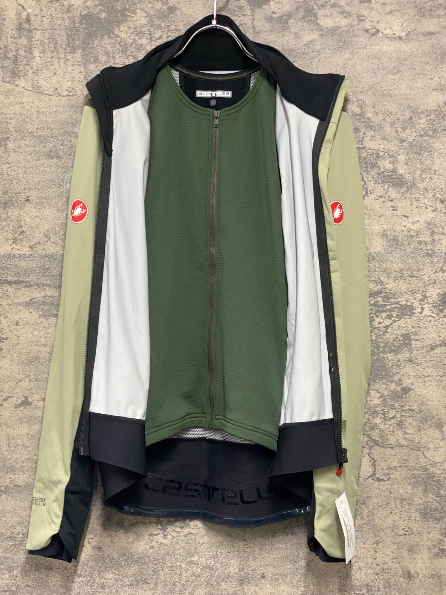 JA385 カステリ CASTELLI ROSSO CORSA ALPHA ROS2 JACKET長袖 レイヤー サイクルジャケット 薄緑 L 裏起毛