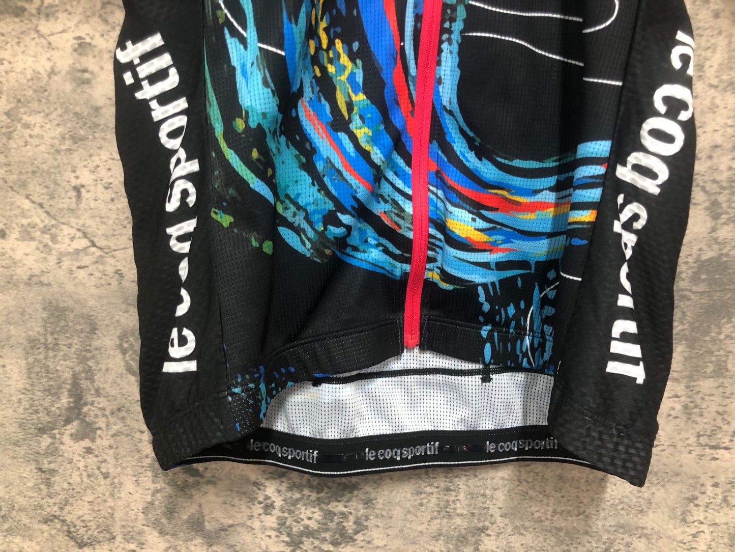 IY172 ルコックスポルティフ le coq sportif 半袖 サイクルジャージ 黒 総柄 L