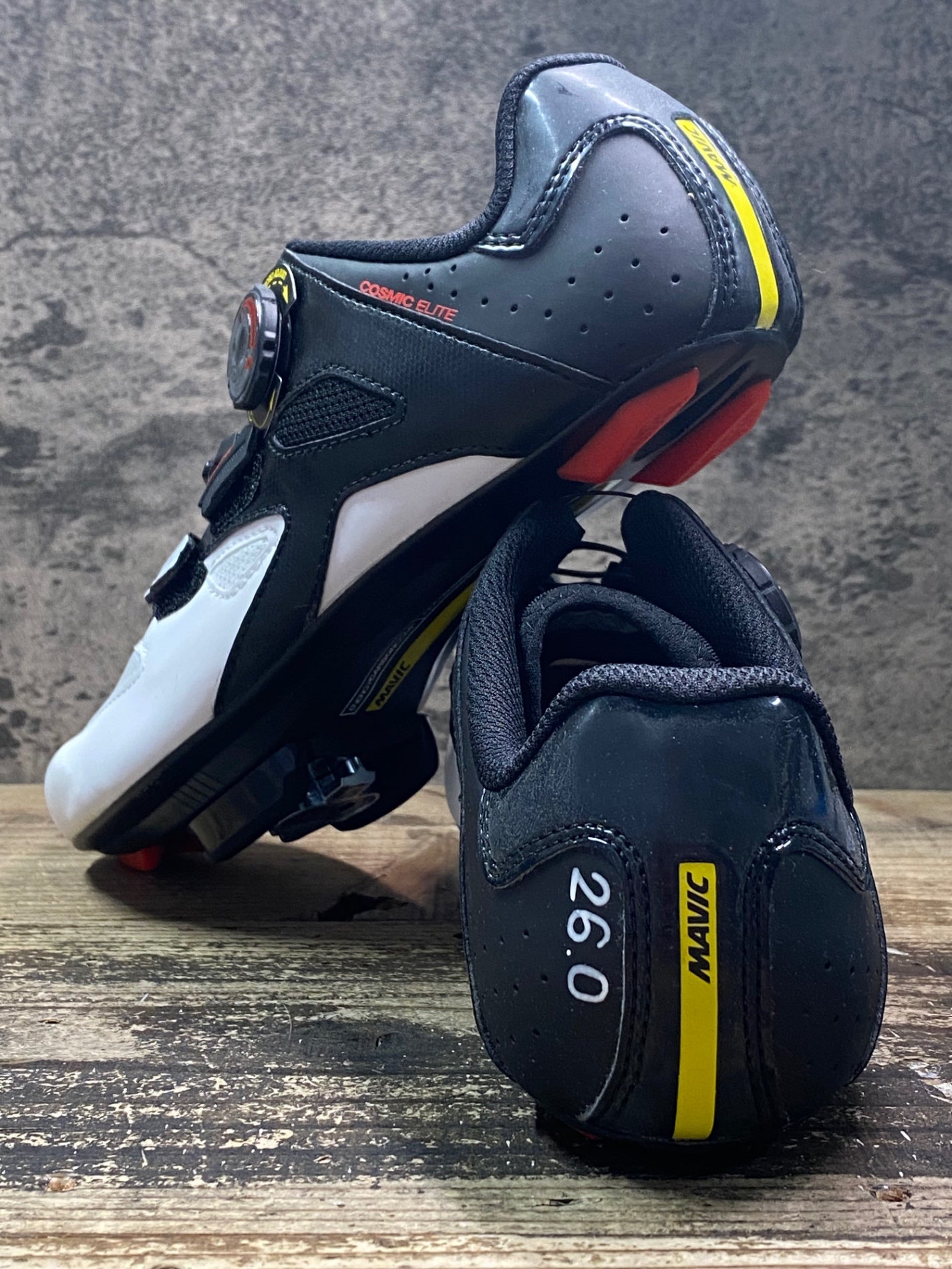 JC689 未使用品 マヴィック MAVIC COSMIC ELITE ビンディングシューズ 黒白 EU41 1/3 SPDアタッチメント ペン字あり