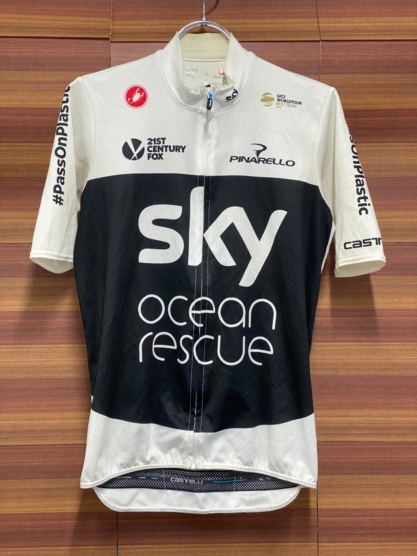 IT913 カステリ CASTELLI 半袖 サイクルジャージ 白 黒 S TEAM Sky