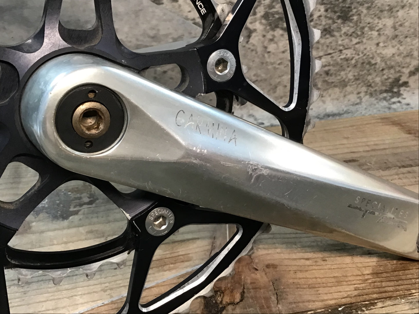 IO667 TA CARMINA 50/34 167.5mm アルミ クランクセット TA純正チタンシャフトBB付き シャフト径実測Φ17 BSAネジ