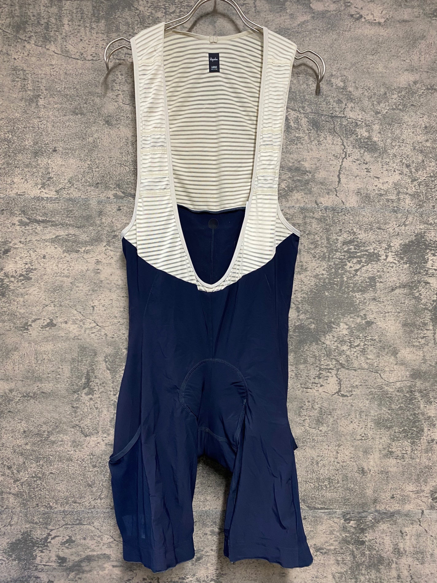 JD495 ラファ Rapha CARGO BIB SHORTS カーゴビブショーツ 白 濃紺 L
