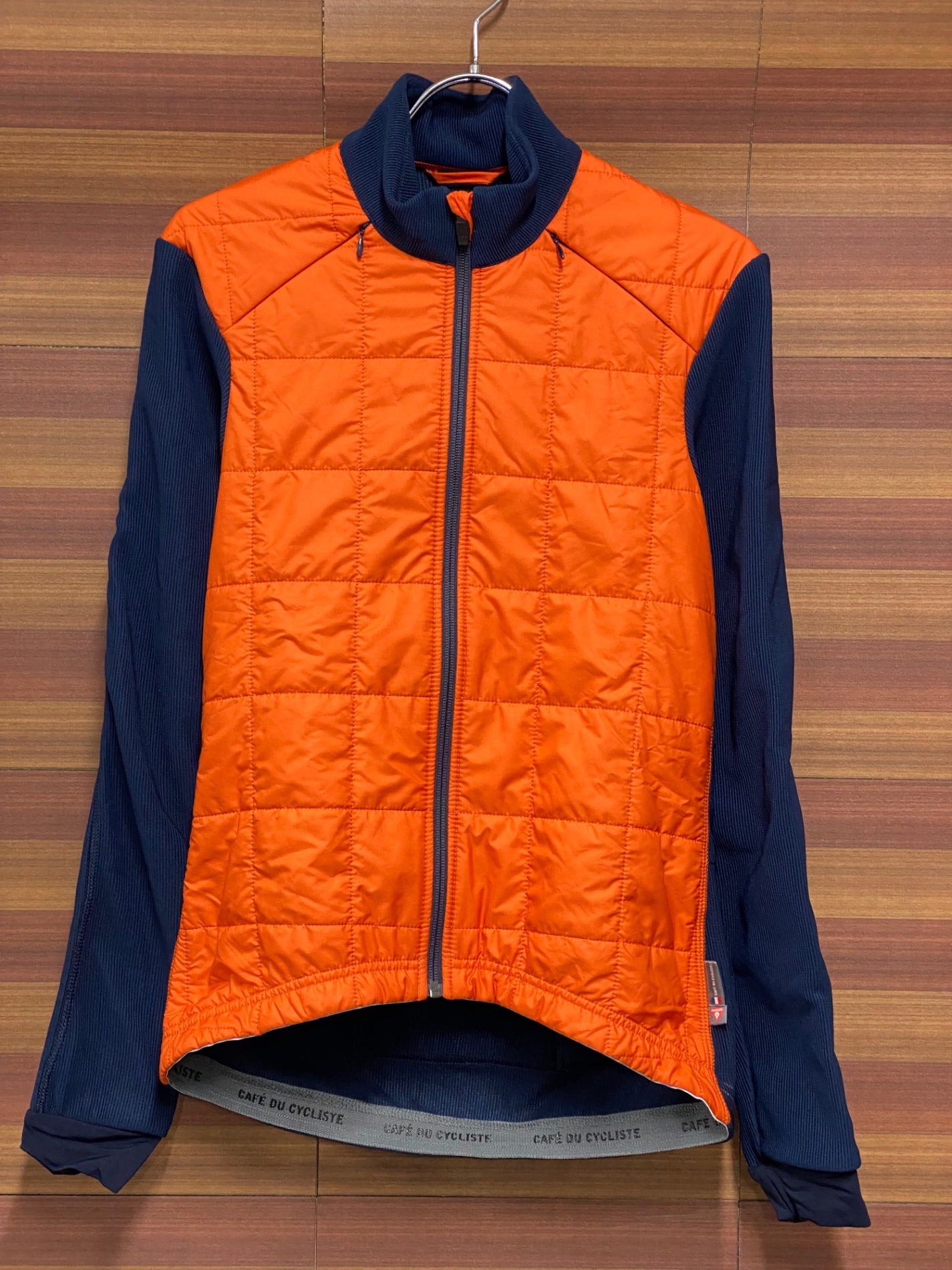 IU218 カフェドシクリステ Cafe du Cycliste LEONIE Man 長袖 サイクルジャケット 紺 オレンジ S 裏起毛