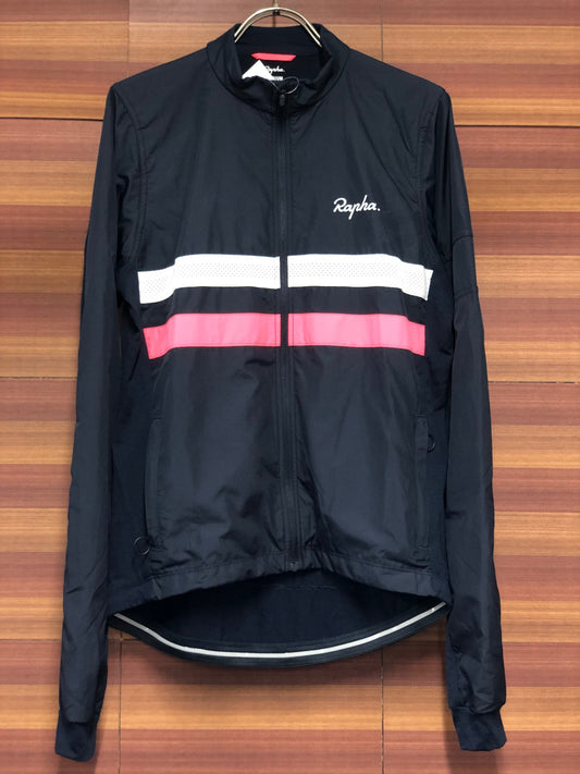 IT543 ラファ Rapha BREVET LONG SLEEVE WINDBLOCK JERSEY 長袖サイクルジャージ 紺 M 裏起毛 防風