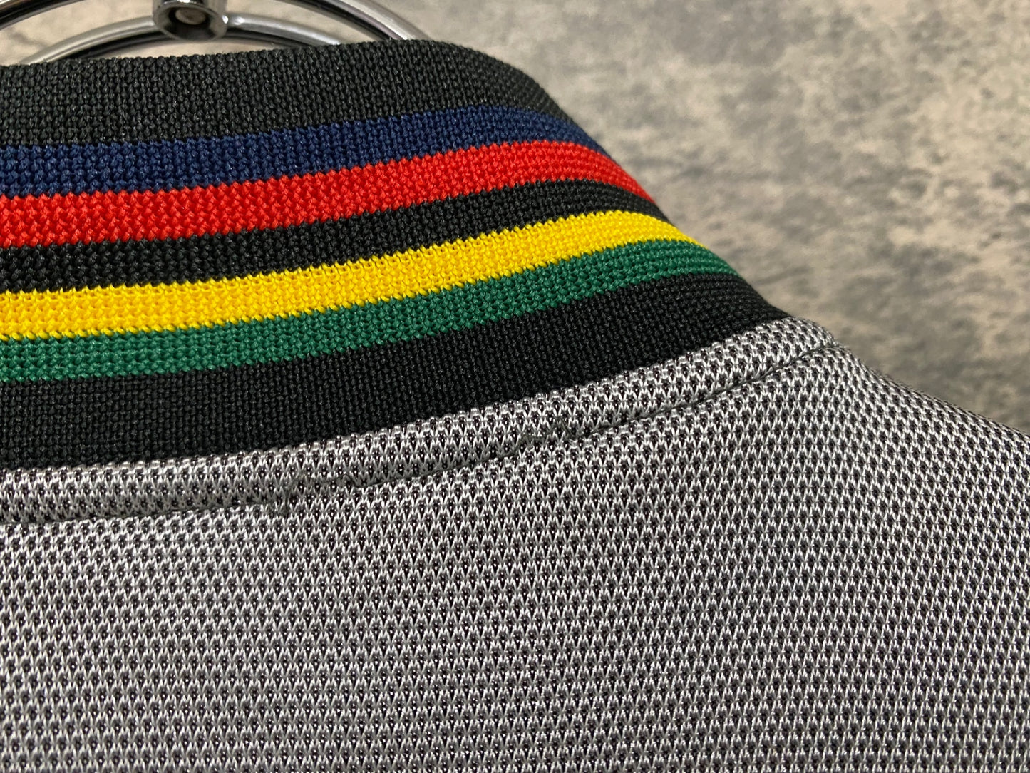 IW806 ルコックスポルティフ le coq sportif 半袖 サイクルジャージ グレー 白 M ※ほつれ、プリント劣化