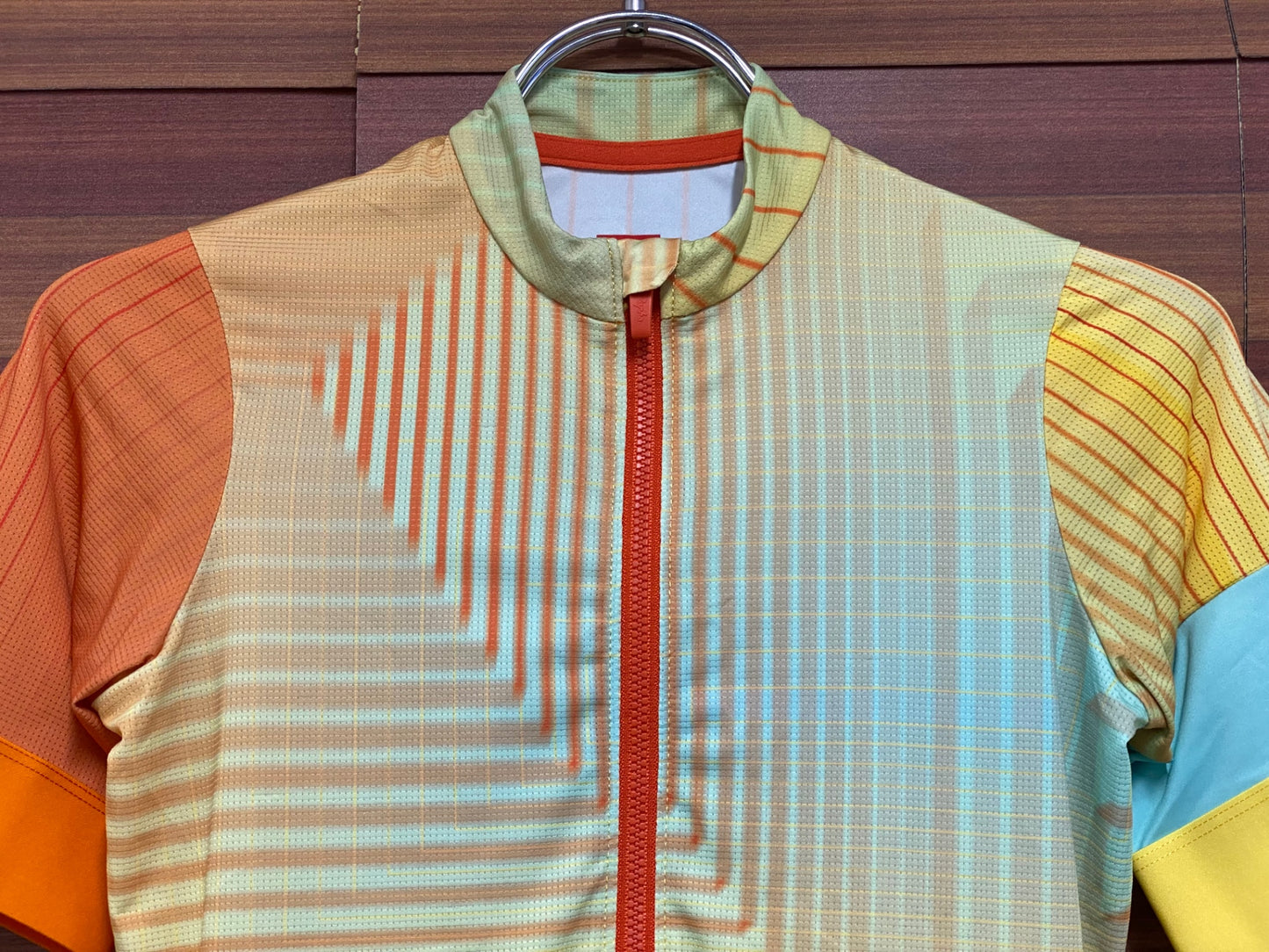 IU004 ラファ Rapha TUNNEL VISION W PT TRAINING JERSEY 半袖 サイクルジャージ 黄 総柄 XXS