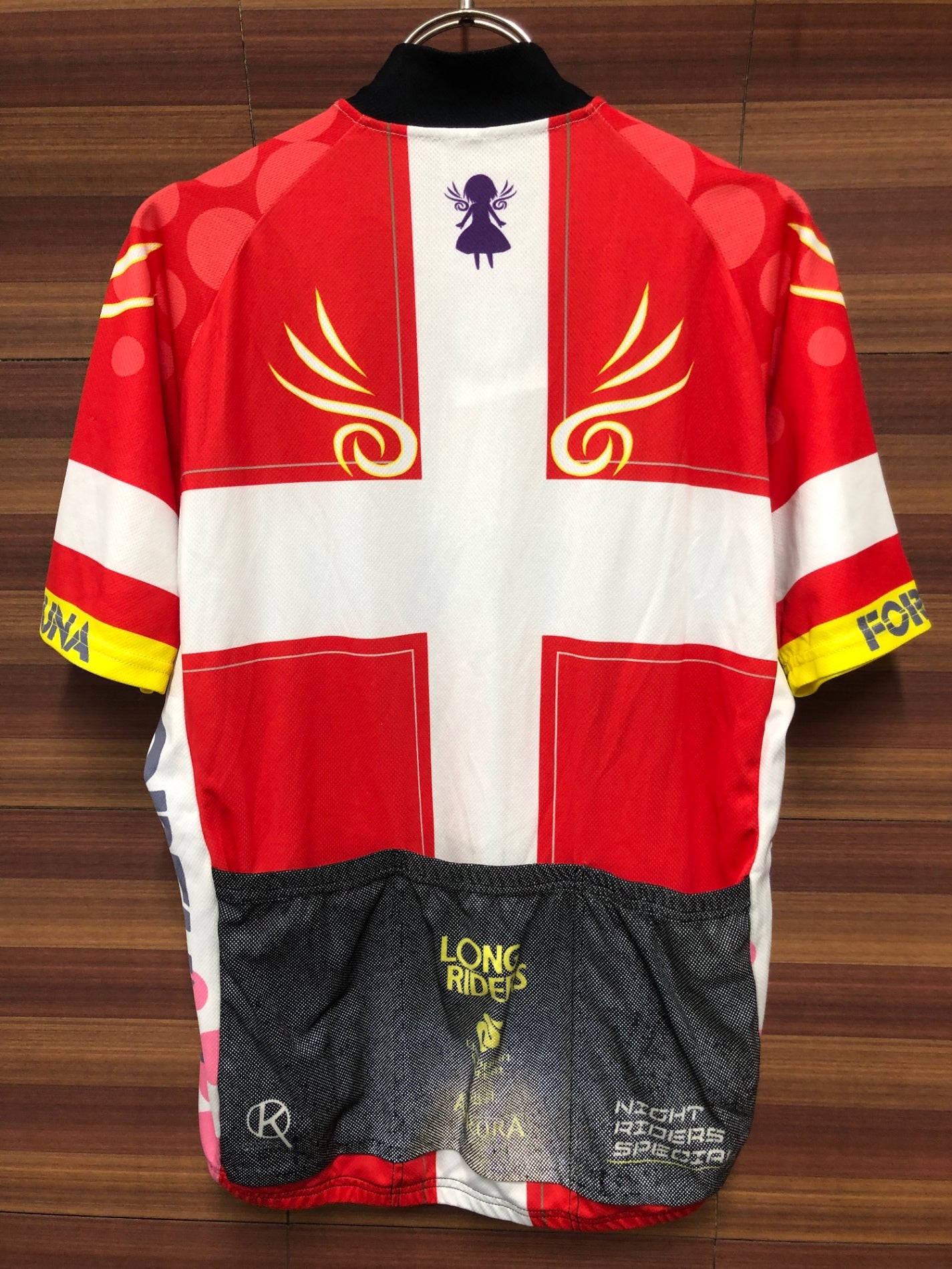 IT002 チャンピオンシステム Champion System 半袖 サイクルジャージ 赤 白 黒 L ろんぐらいだぁす！ FORTUNA 痛ジャージ ※タグカット