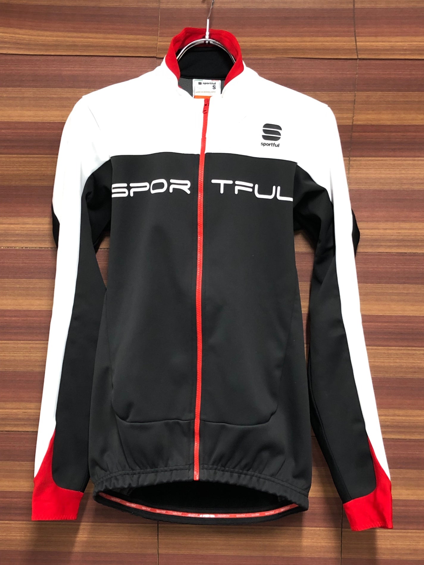 IS298 スポーツフル Sportful 長袖 サイクルジャケット 白 黒 S 裏起毛