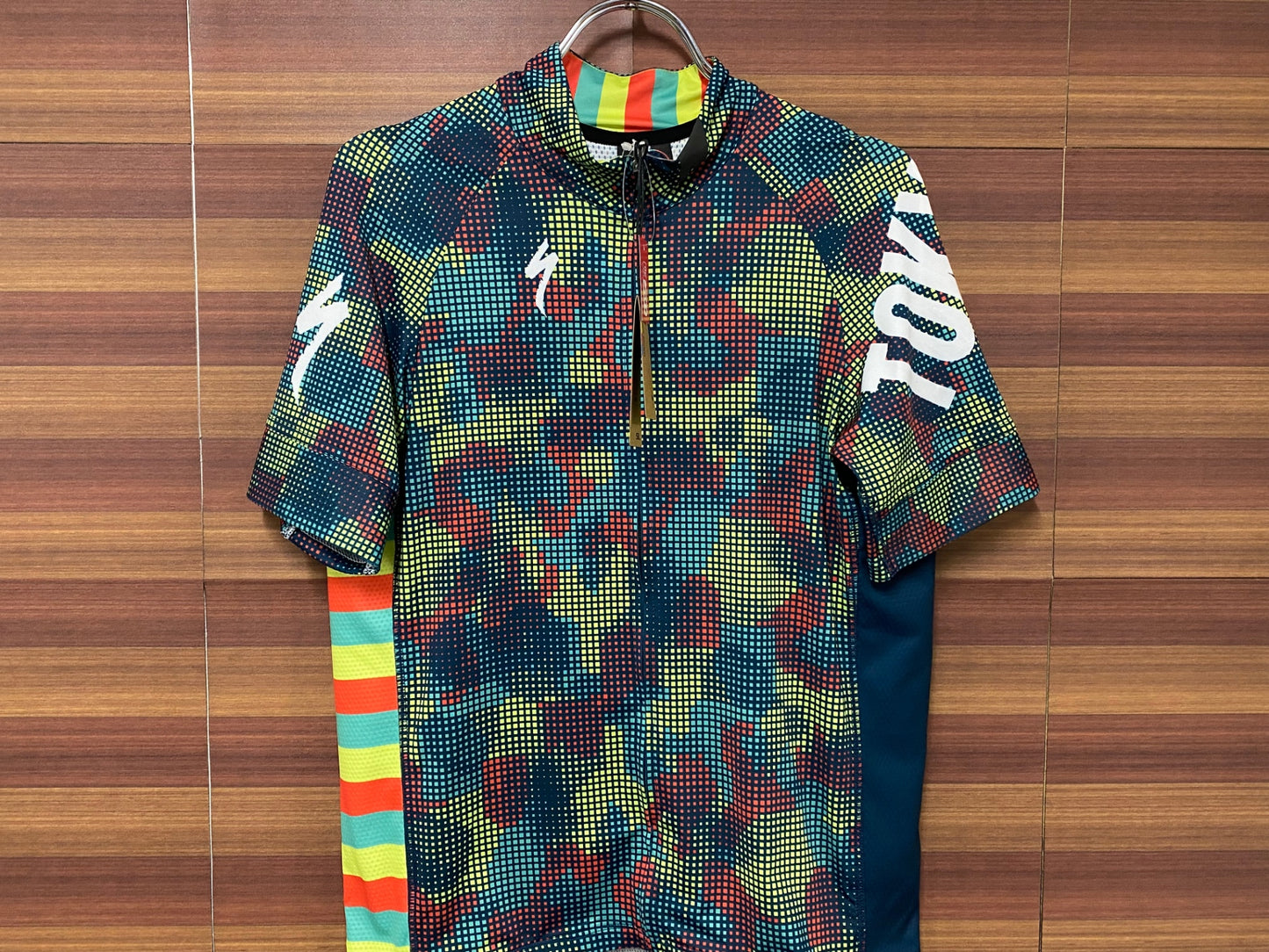 IQ244 スペシャライズド SPECIALIZED SL EXPERT JERSEY SS 半袖 サイクルジャージ 黄緑 総柄 L