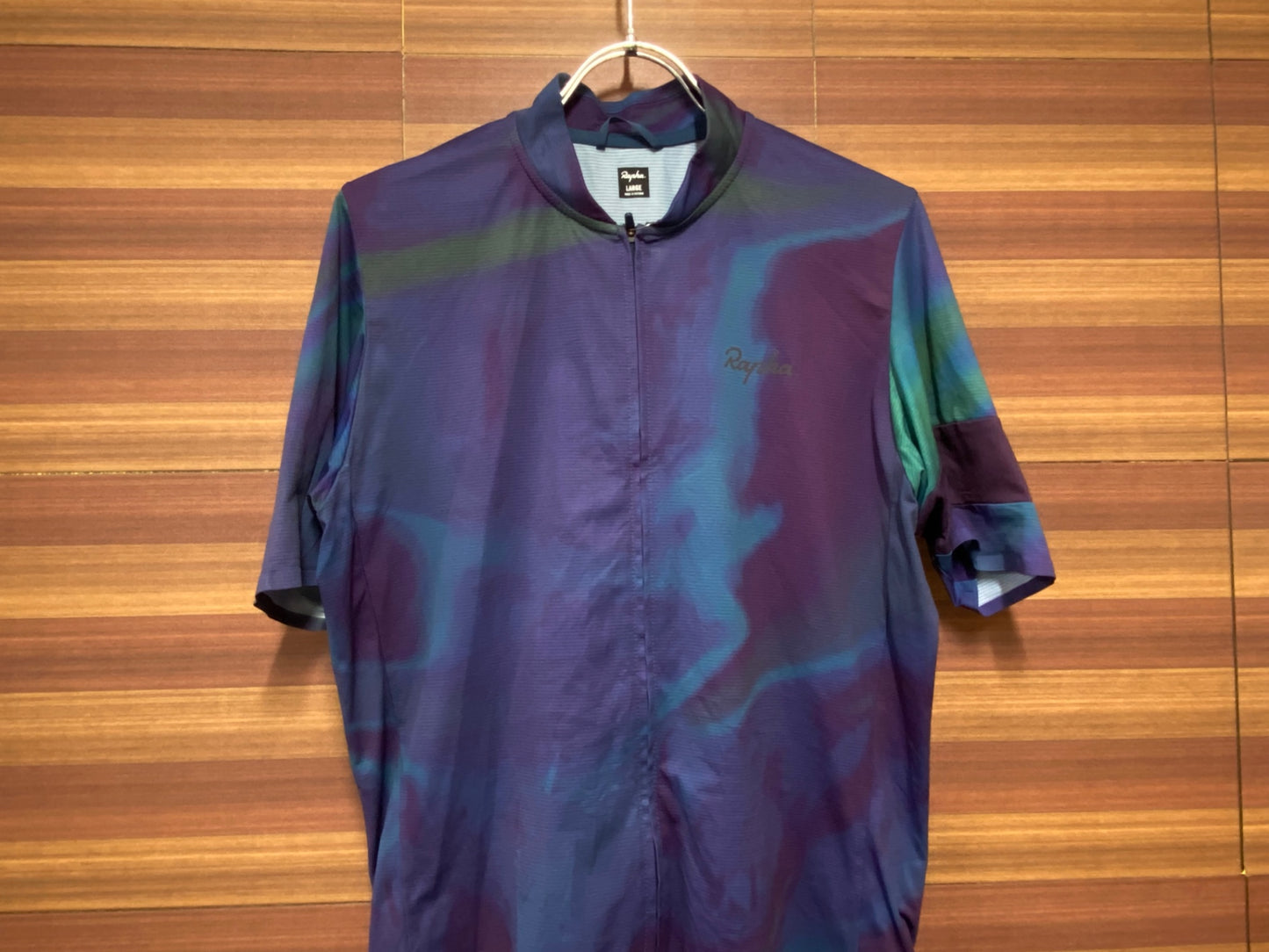 IJ969 ラファ Rapha MEN'S FLYWEIGHT JERSEY-CRIT PRINT 半袖 サイクルジャージ パープル ネイビー L