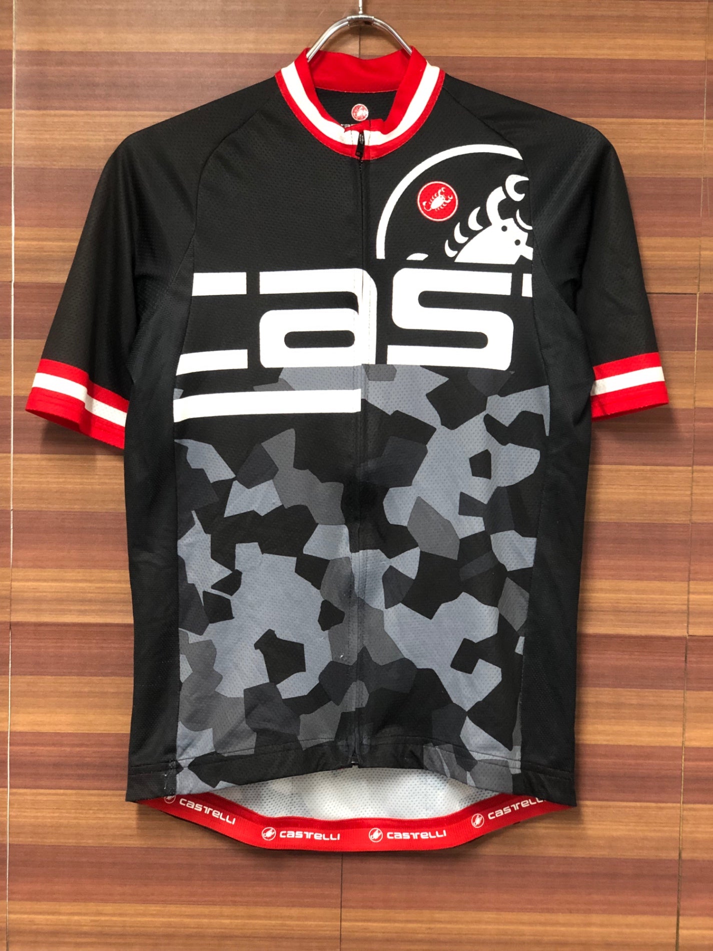 II508 カステリ CASTELLI 半袖 サイクルジャージ 黒 M ※ほつれ