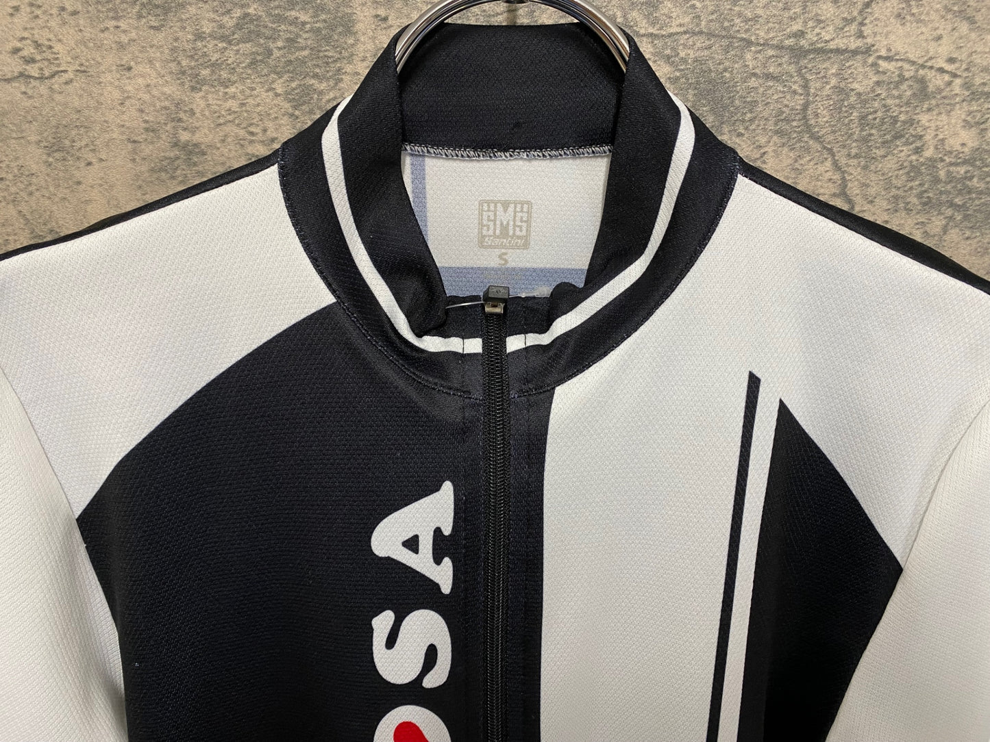 IW567 サンティーニ Santini デローザ DE ROSA 半袖 サイクルジャージ 白黒 S ※擦れ有