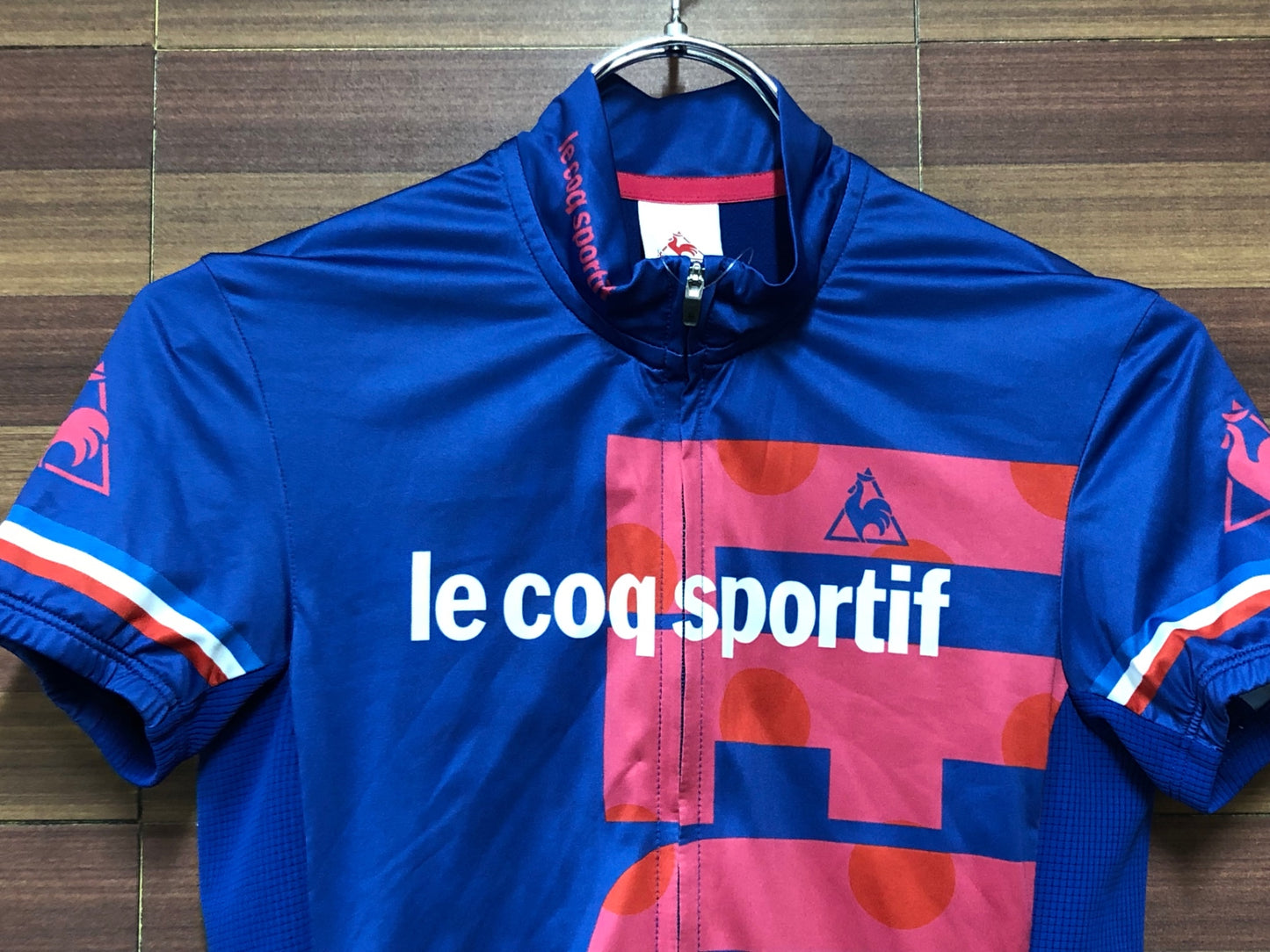 IJ350 ルコックスポルティフ le coq sportif 半袖 サイクルジャージ ネイビー 赤 S