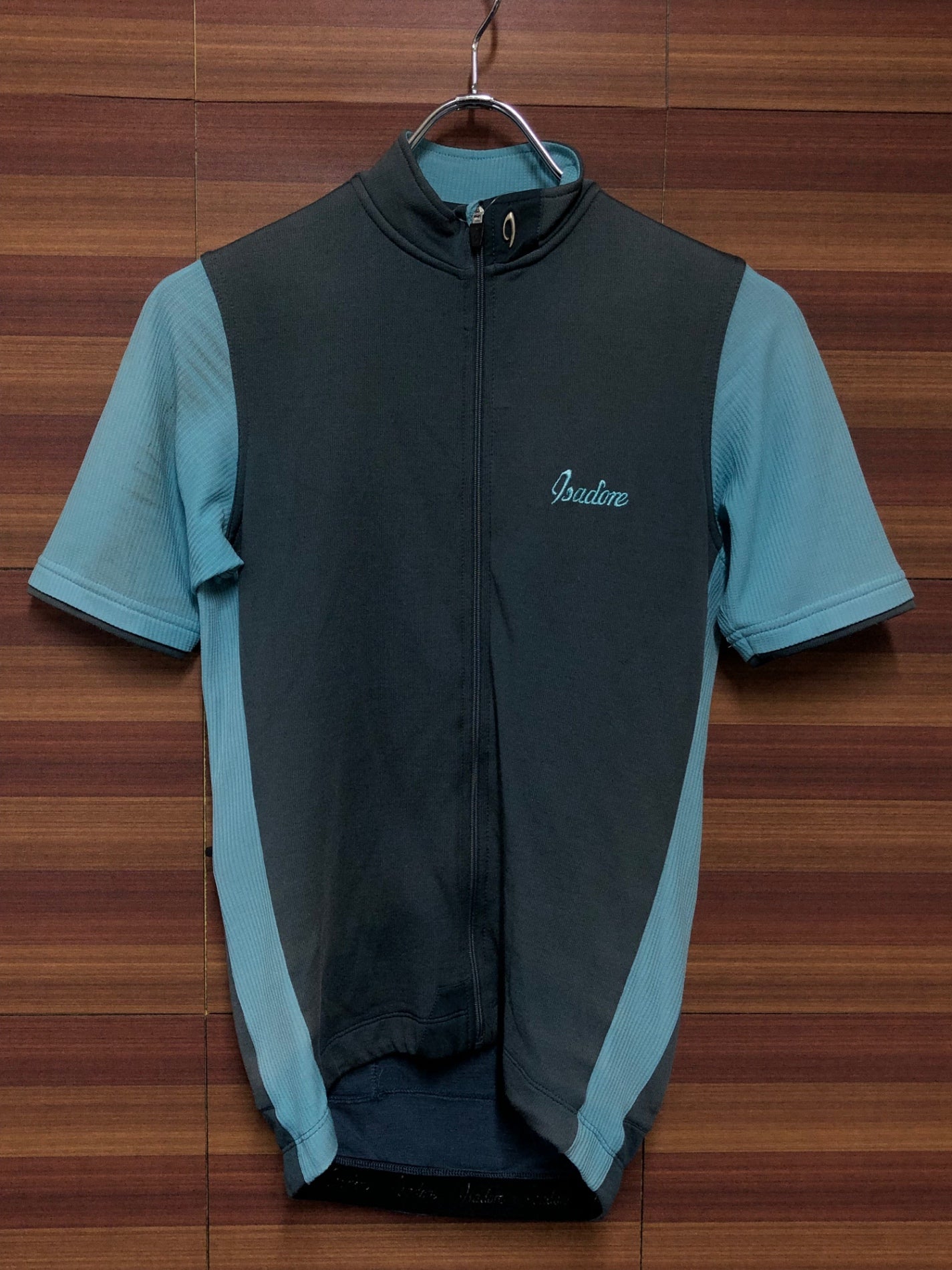 IN523 イザドア Isadore 半袖 サイクルジャージ グレー 青 水色 XS ※破れあり
