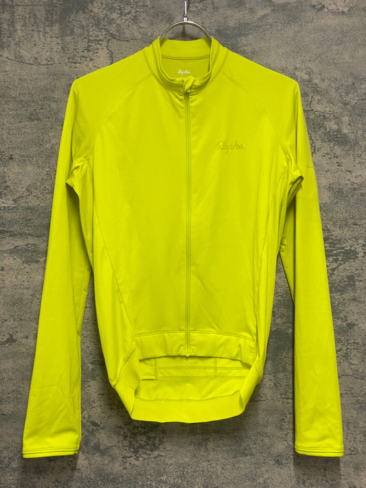IV512 ラファ Rapha MEN'S LONG SLEEVE CORE JERSEY 長袖 サイクルジャージ 黄 S 裏起毛 ※汚れ